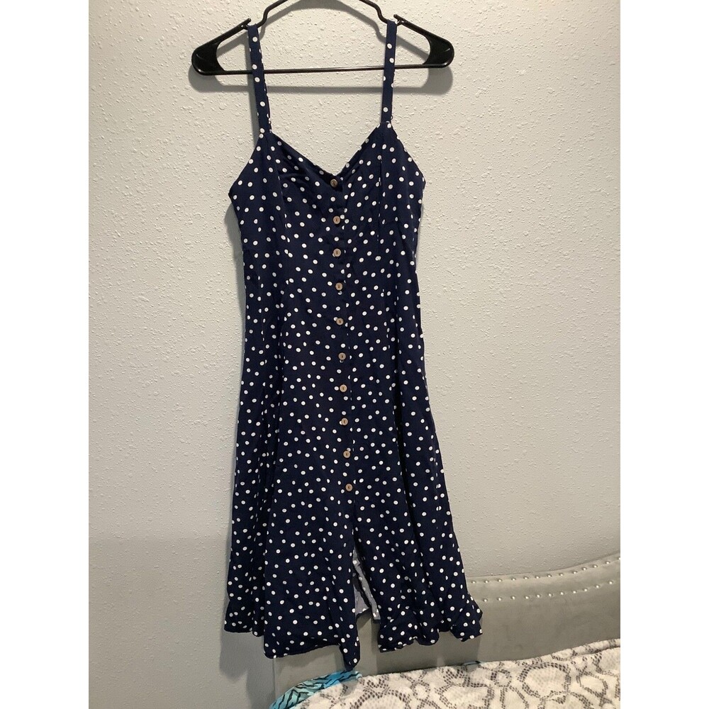 vintage forever 21 100 rayon navy white polka dots